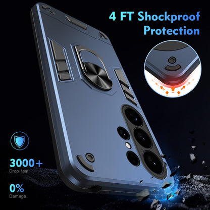 Samsung Galaxy S26 Ultra 5G Shockproof Metal Ring Holder Phone Case with 360 degrees Rotating Kickstand, Ultra Slim Protective Cover, Raised Camera Guard, PC Silicone Armour Shell, Anti-Scratch Back & Edge Protection