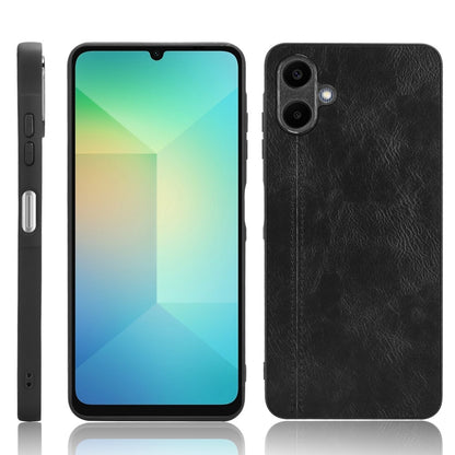Samsung Galaxy A06 4G Cow Pattern Sewing Back Cover Phone Case - Premium PU Leather Texture PC + TPU Shockproof Protective Case, Scratch Resistant Slim Lightweight Anti-Fingerprint Full Coverage Mobile Cover