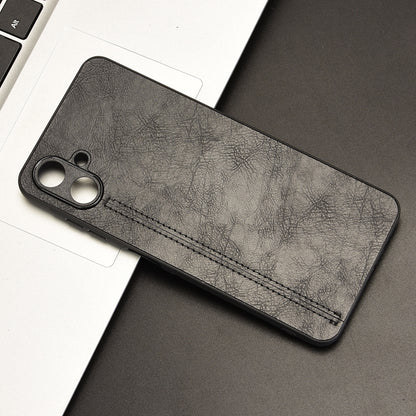 Samsung Galaxy A06 4G Cow Pattern Sewing Back Cover Phone Case - Premium PU Leather Texture PC + TPU Shockproof Protective Case, Scratch Resistant Slim Lightweight Anti-Fingerprint Full Coverage Mobile Cover