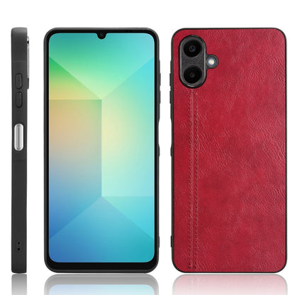 Samsung Galaxy A06 4G Cow Pattern Sewing Back Cover Phone Case - Premium PU Leather Texture PC + TPU Shockproof Protective Case, Scratch Resistant Slim Lightweight Anti-Fingerprint Full Coverage Mobile Cover