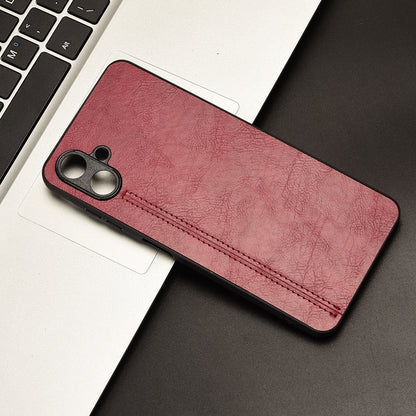 Samsung Galaxy A06 4G Cow Pattern Sewing Back Cover Phone Case - Premium PU Leather Texture PC + TPU Shockproof Protective Case, Scratch Resistant Slim Lightweight Anti-Fingerprint Full Coverage Mobile Cover