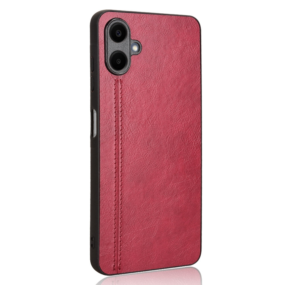 Samsung Galaxy A06 4G Cow Pattern Sewing Back Cover Phone Case - Premium PU Leather Texture PC + TPU Shockproof Protective Case, Scratch Resistant Slim Lightweight Anti-Fingerprint Full Coverage Mobile Cover