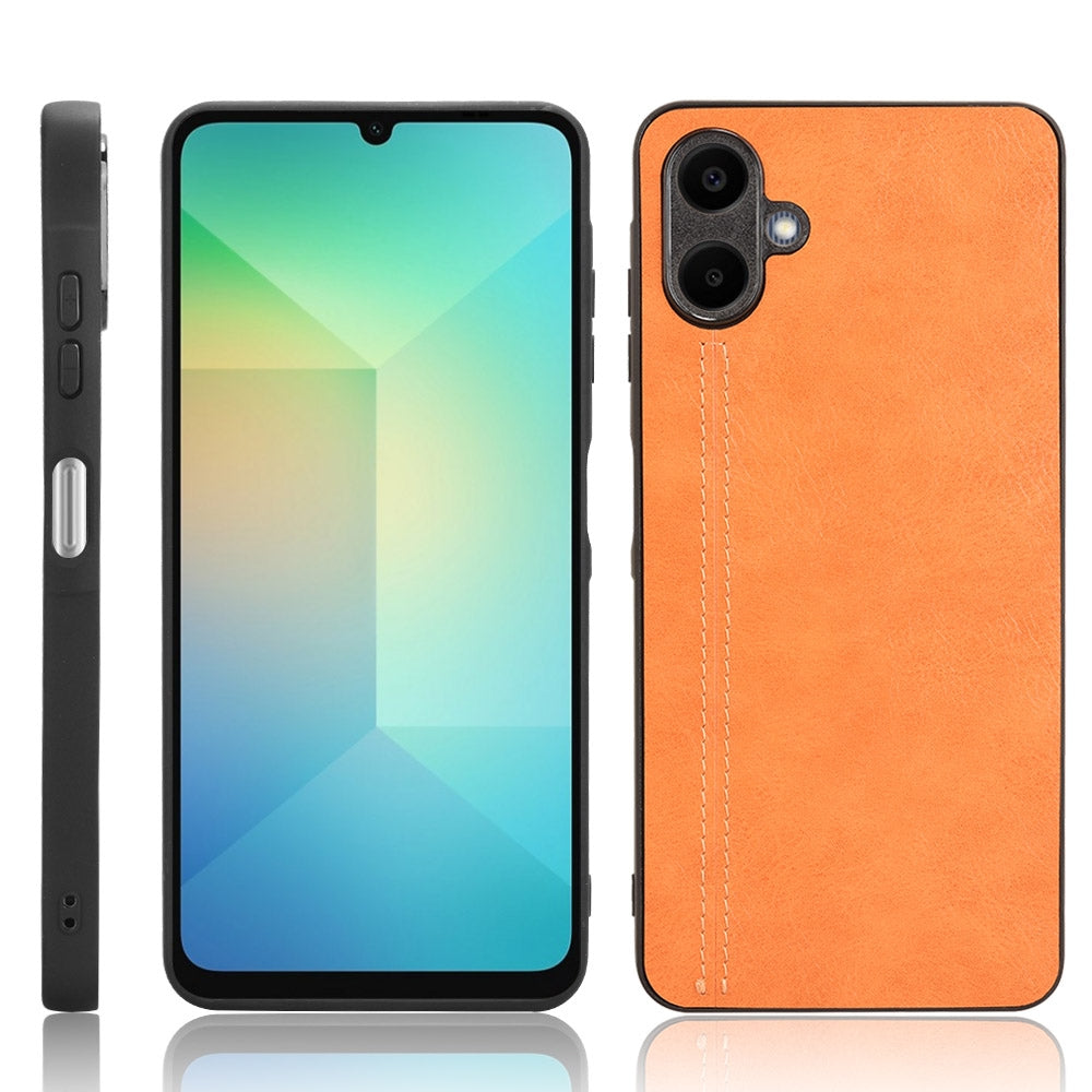 Samsung Galaxy A06 4G Cow Pattern Sewing Back Cover Phone Case - Premium PU Leather Texture PC + TPU Shockproof Protective Case, Scratch Resistant Slim Lightweight Anti-Fingerprint Full Coverage Mobile Cover