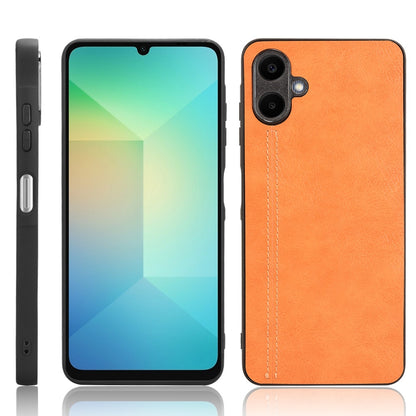 Samsung Galaxy A06 4G Cow Pattern Sewing Back Cover Phone Case - Premium PU Leather Texture PC + TPU Shockproof Protective Case, Scratch Resistant Slim Lightweight Anti-Fingerprint Full Coverage Mobile Cover