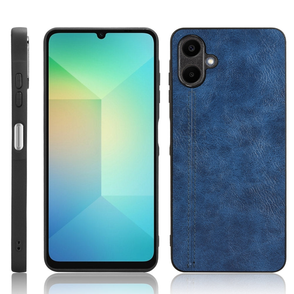 Samsung Galaxy A06 4G Cow Pattern Sewing Back Cover Phone Case - Premium PU Leather Texture PC + TPU Shockproof Protective Case, Scratch Resistant Slim Lightweight Anti-Fingerprint Full Coverage Mobile Cover