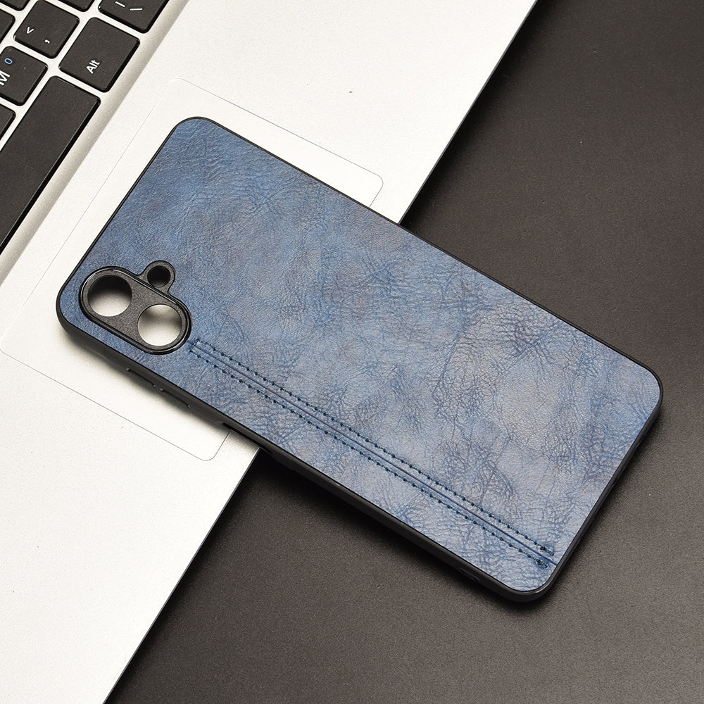 Samsung Galaxy A06 4G Cow Pattern Sewing Back Cover Phone Case - Premium PU Leather Texture PC + TPU Shockproof Protective Case, Scratch Resistant Slim Lightweight Anti-Fingerprint Full Coverage Mobile Cover