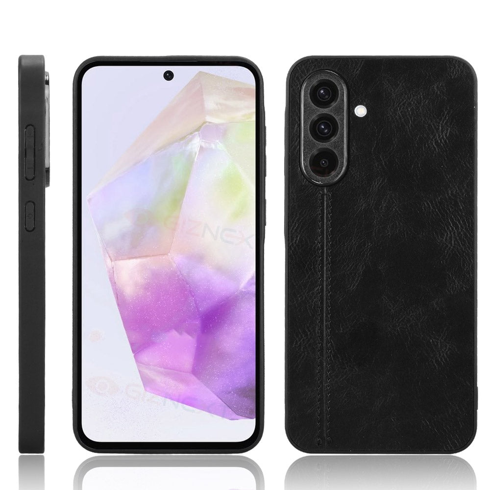Samsung Galaxy A36 5G Cow Pattern Sewing Back Cover Phone Case - Premium PU Leather Texture PC + TPU Shockproof Protective Case, Scratch Resistant Slim Lightweight Anti-Fingerprint Full Coverage Mobile Cover