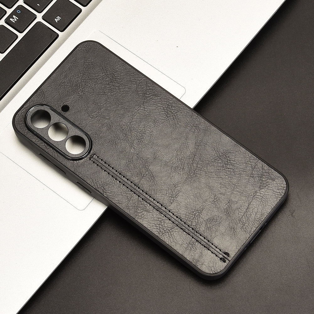 Samsung Galaxy A36 5G Cow Pattern Sewing Back Cover Phone Case - Premium PU Leather Texture PC + TPU Shockproof Protective Case, Scratch Resistant Slim Lightweight Anti-Fingerprint Full Coverage Mobile Cover