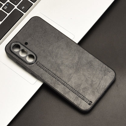 Samsung Galaxy A36 5G Cow Pattern Sewing Back Cover Phone Case - Premium PU Leather Texture PC + TPU Shockproof Protective Case, Scratch Resistant Slim Lightweight Anti-Fingerprint Full Coverage Mobile Cover