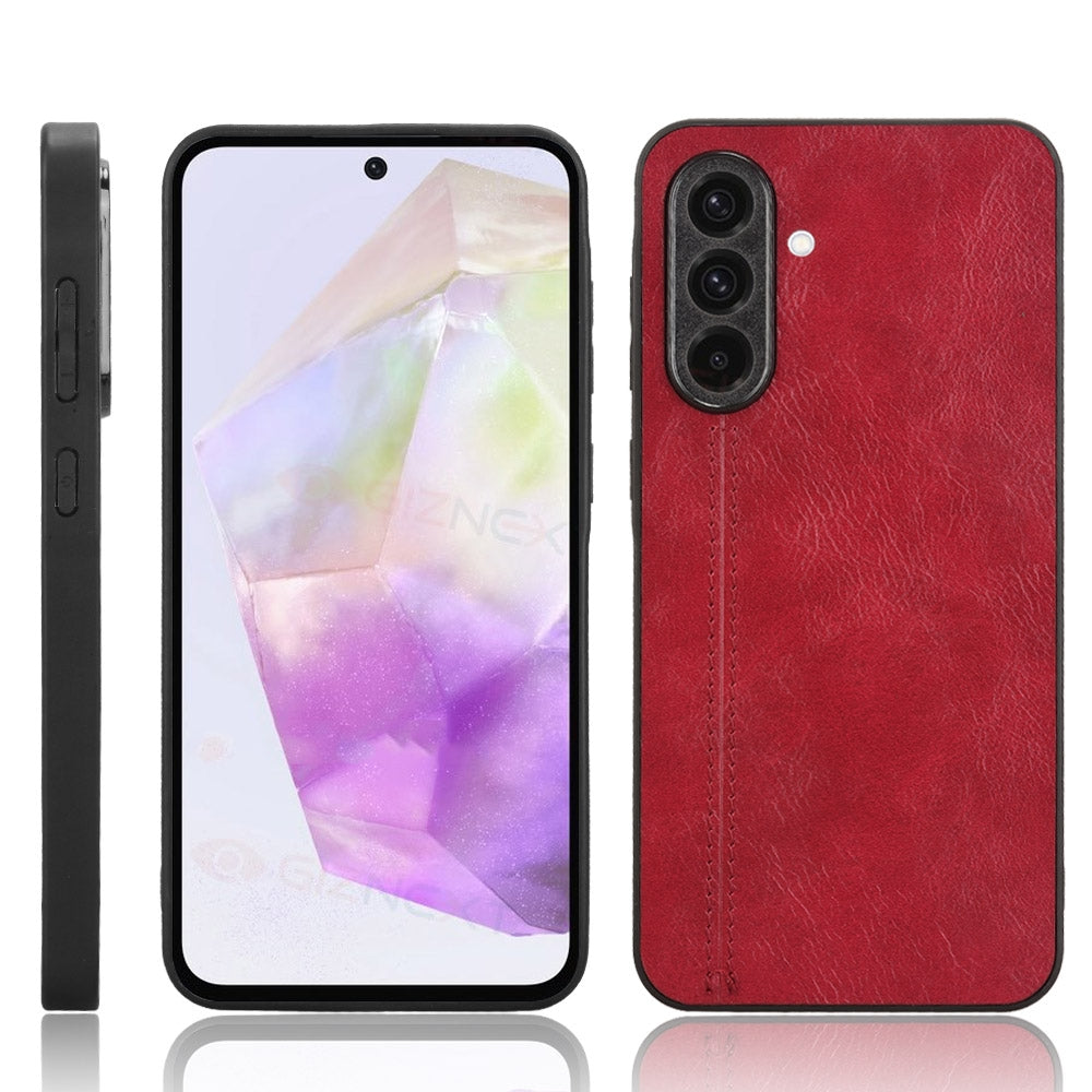Samsung Galaxy A36 5G Cow Pattern Sewing Back Cover Phone Case - Premium PU Leather Texture PC + TPU Shockproof Protective Case, Scratch Resistant Slim Lightweight Anti-Fingerprint Full Coverage Mobile Cover