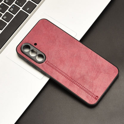 Samsung Galaxy A36 5G Cow Pattern Sewing Back Cover Phone Case - Premium PU Leather Texture PC + TPU Shockproof Protective Case, Scratch Resistant Slim Lightweight Anti-Fingerprint Full Coverage Mobile Cover