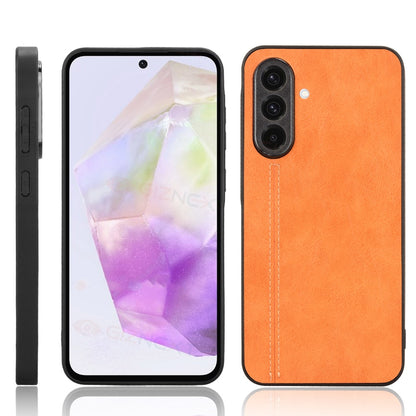 Samsung Galaxy A36 5G Cow Pattern Sewing Back Cover Phone Case - Premium PU Leather Texture PC + TPU Shockproof Protective Case, Scratch Resistant Slim Lightweight Anti-Fingerprint Full Coverage Mobile Cover