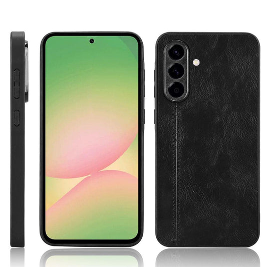Samsung Galaxy A56 5G Cow Pattern Sewing Back Cover Phone Case - Premium PU Leather Texture PC + TPU Shockproof Protective Case, Scratch Resistant Slim Lightweight Anti-Fingerprint Full Coverage Mobile Cover