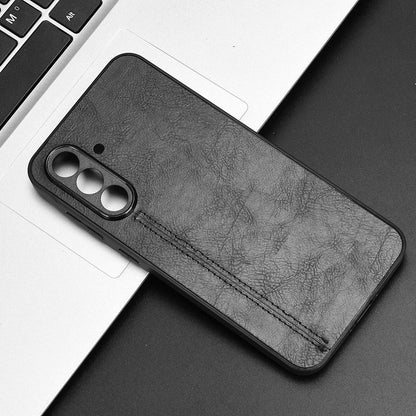Samsung Galaxy A56 5G Cow Pattern Sewing Back Cover Phone Case - Premium PU Leather Texture PC + TPU Shockproof Protective Case, Scratch Resistant Slim Lightweight Anti-Fingerprint Full Coverage Mobile Cover