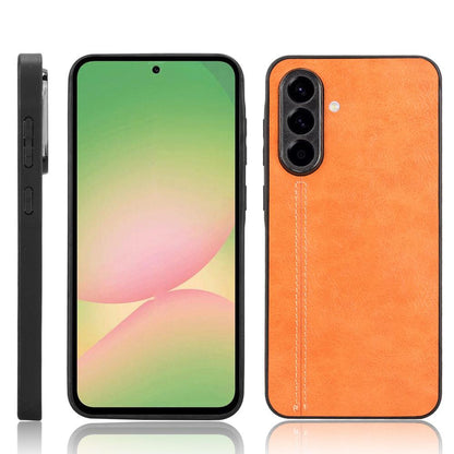Samsung Galaxy A56 5G Cow Pattern Sewing Back Cover Phone Case - Premium PU Leather Texture PC + TPU Shockproof Protective Case, Scratch Resistant Slim Lightweight Anti-Fingerprint Full Coverage Mobile Cover