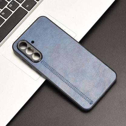 Samsung Galaxy A56 5G Cow Pattern Sewing Back Cover Phone Case - Premium PU Leather Texture PC + TPU Shockproof Protective Case, Scratch Resistant Slim Lightweight Anti-Fingerprint Full Coverage Mobile Cover