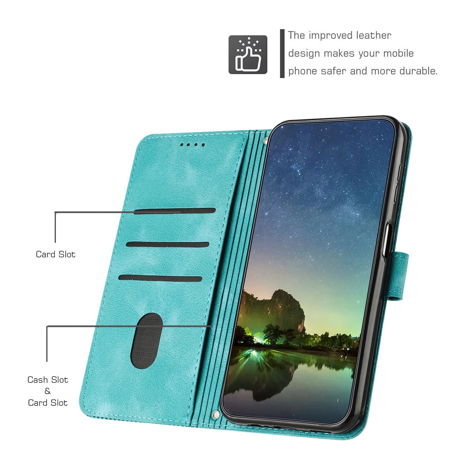 Samsung Galaxy A56 5G Dream Triangle Leather Wallet Phone Case with Lanyard, Card Slot, Cash Compartment, Foldable Kickstand, Shockproof PU TPU Protective Cover