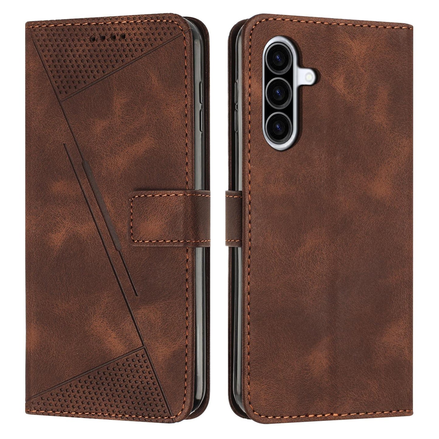 Samsung Galaxy A27 5G Dream Triangle Leather Wallet Phone Case with Lanyard, Card Slot, Cash Compartment, Foldable Kickstand, Shockproof PU TPU Protective Cover