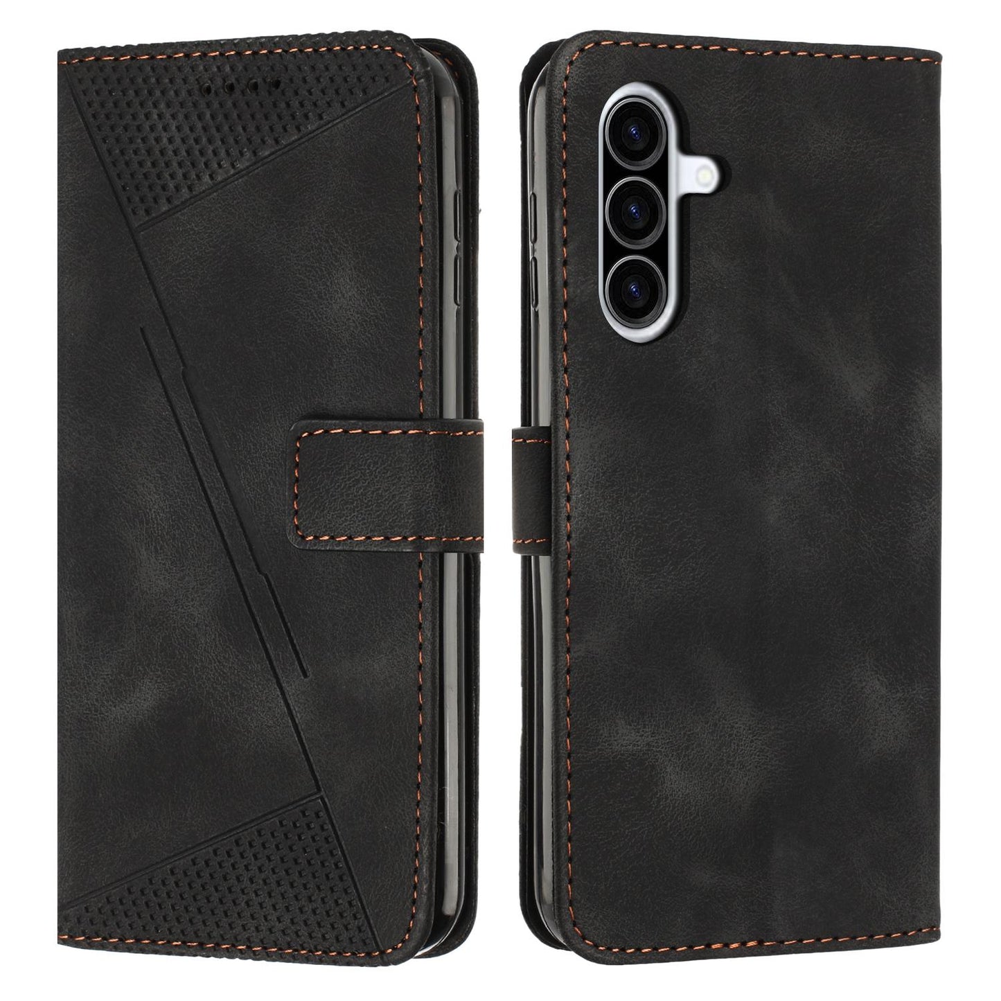 Samsung Galaxy A27 5G Dream Triangle Leather Wallet Phone Case with Lanyard, Card Slot, Cash Compartment, Foldable Kickstand, Shockproof PU TPU Protective Cover