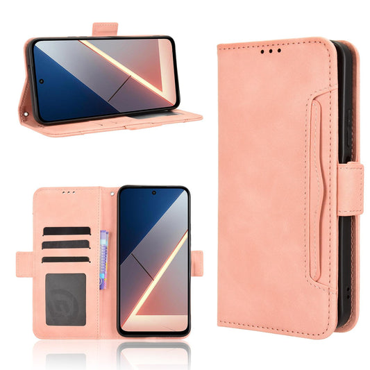 Xiaomi Poco M7 4G 169mm Skin Feel PU Leather Wallet Phone Case with Card Slots, Cash Pocket, Magnetic Closure, Built-In Stand, Full Protection TPU Cover