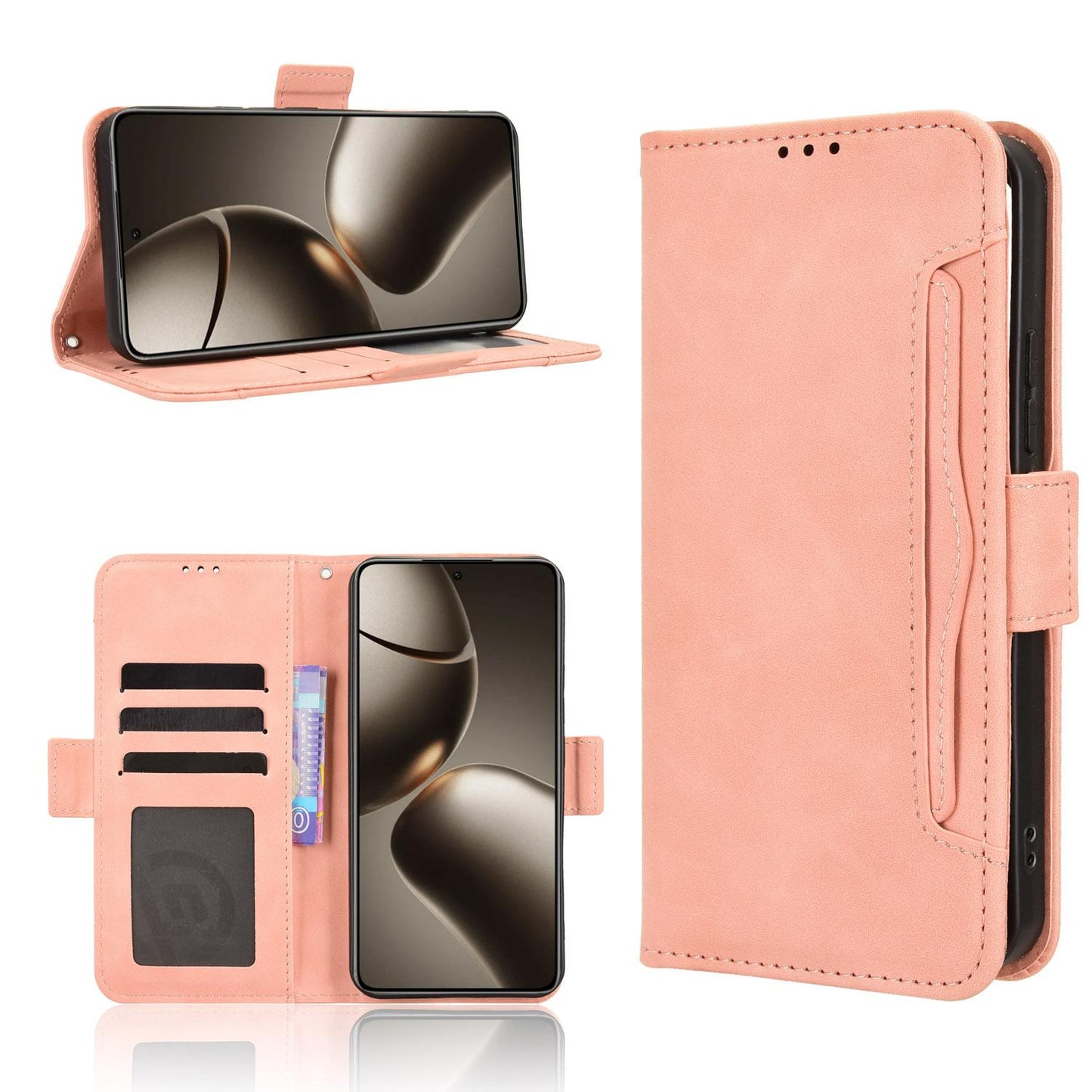 Xiaomi 15T Pro 5G Skin Feel PU Leather Wallet Phone Case with Card Slots, Cash Pocket, Magnetic Closure, Built-In Stand, Full Protection TPU Cover