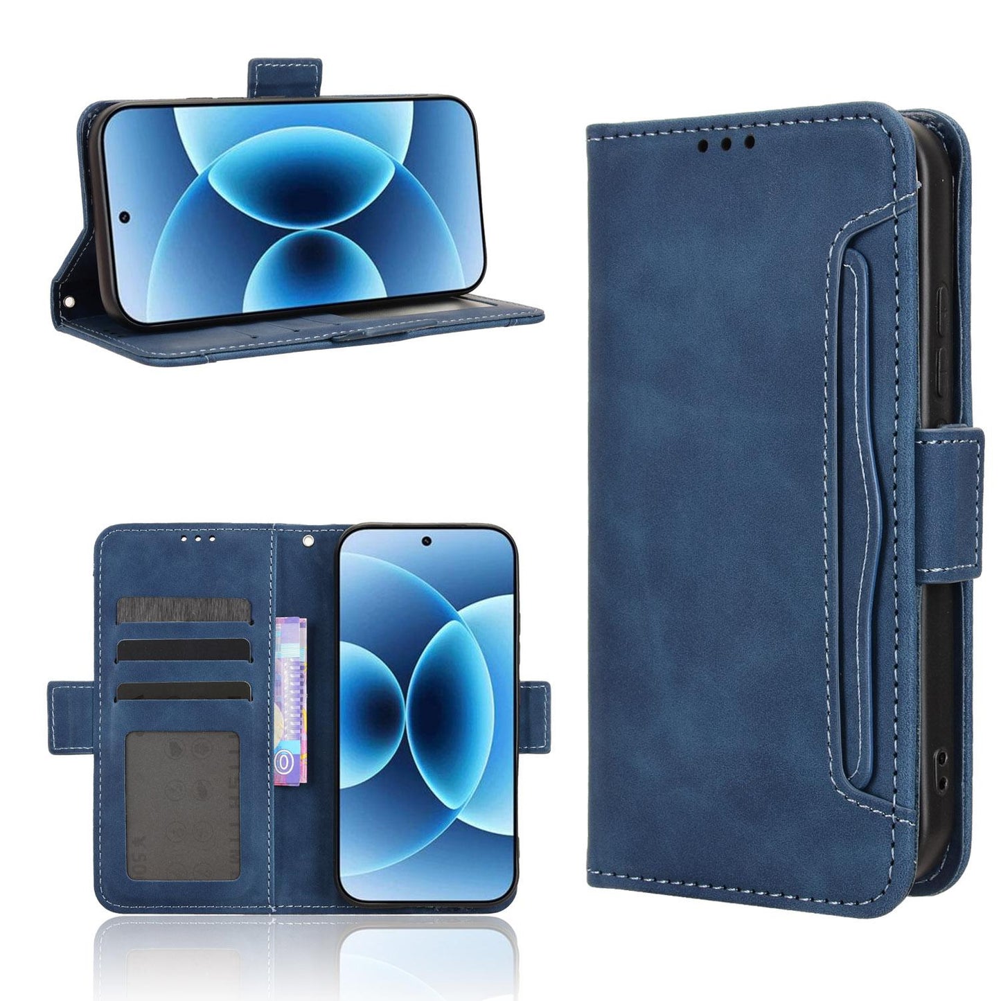 Xiaomi 17 Skin Feel PU Leather Wallet Phone Case with Card Slots, Cash Pocket, Magnetic Closure, Built-In Stand, Full Protection TPU Cover