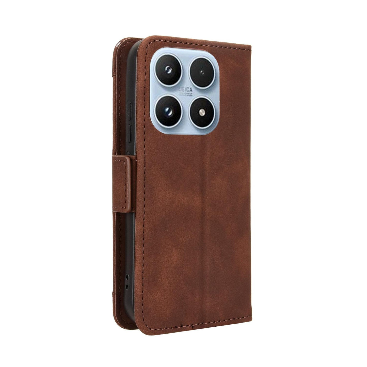 Xiaomi 17 Skin Feel PU Leather Wallet Phone Case with Card Slots, Cash Pocket, Magnetic Closure, Built-In Stand, Full Protection TPU Cover