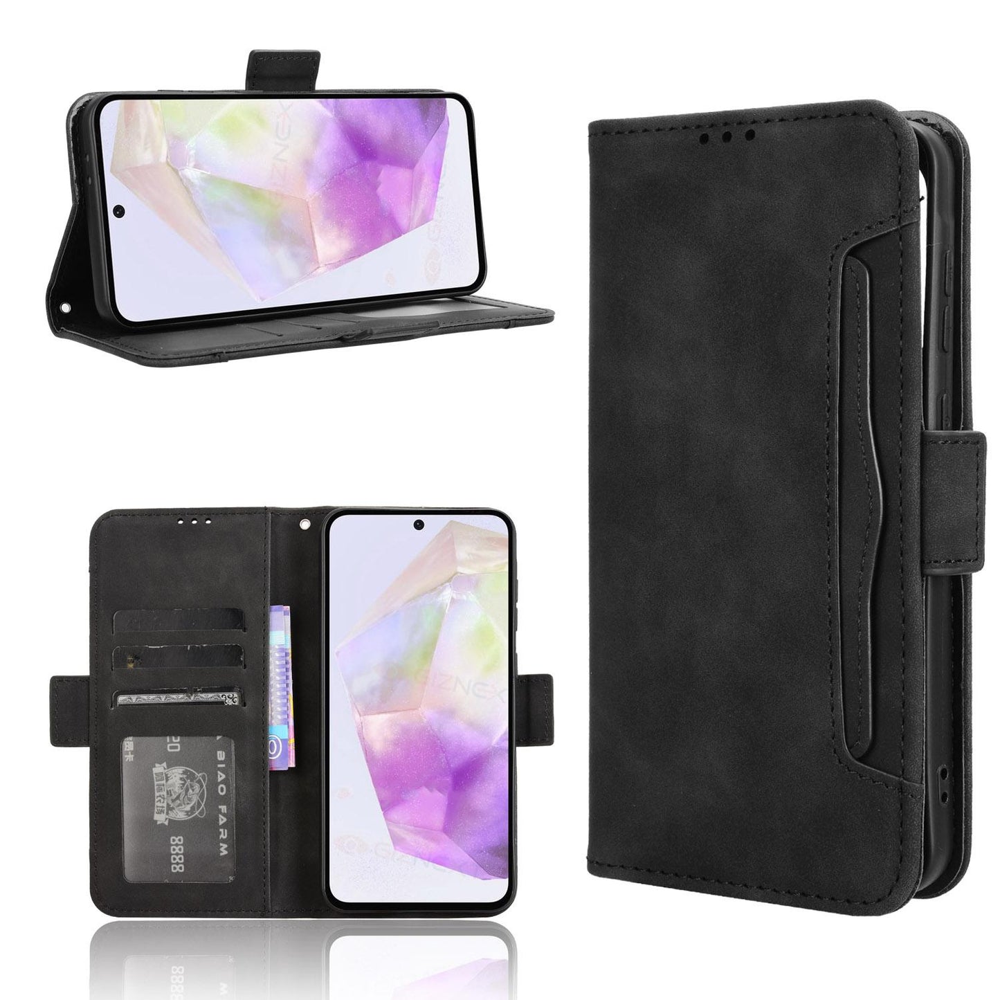 Samsung Galaxy A36 5G Skin Feel PU Leather Wallet Phone Case with Card Slots, Cash Pocket, Magnetic Closure, Built-In Stand, Full Protection TPU Cover