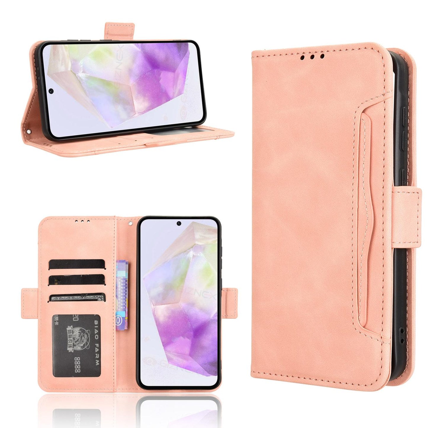 Samsung Galaxy A56 5G Skin Feel PU Leather Wallet Phone Case with Card Slots, Cash Pocket, Magnetic Closure, Built-In Stand, Full Protection TPU Cover