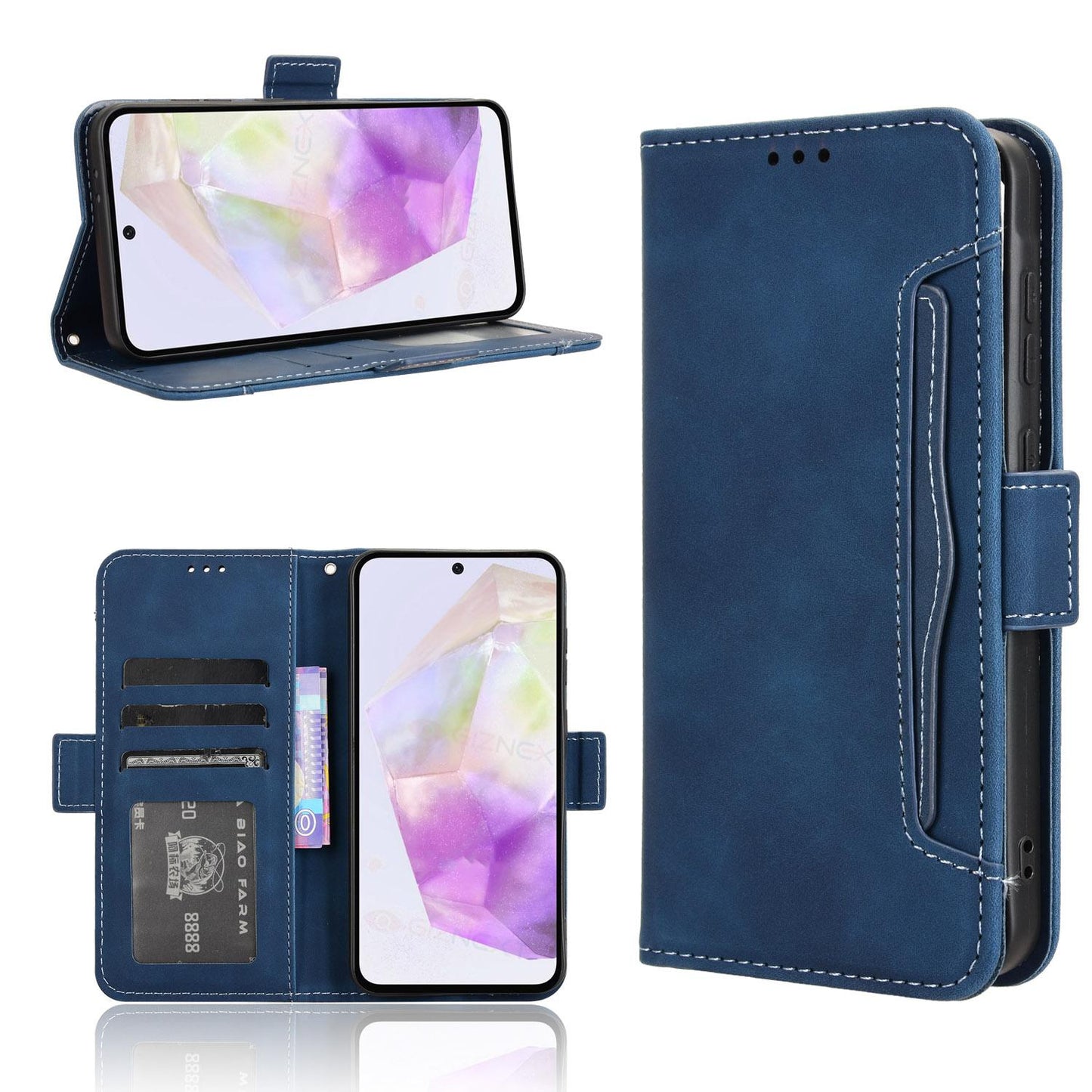 Samsung Galaxy A56 5G Skin Feel PU Leather Wallet Phone Case with Card Slots, Cash Pocket, Magnetic Closure, Built-In Stand, Full Protection TPU Cover