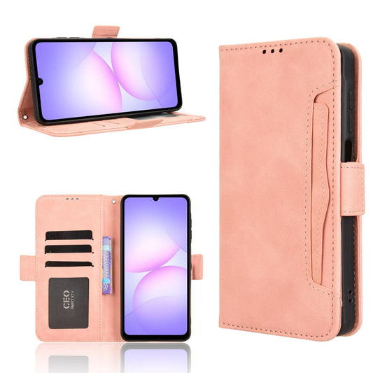 Samsung Galaxy A07 4G Skin Feel PU Leather Wallet Phone Case with Card Slots, Cash Pocket, Magnetic Closure, Built-In Stand, Full Protection TPU Cover