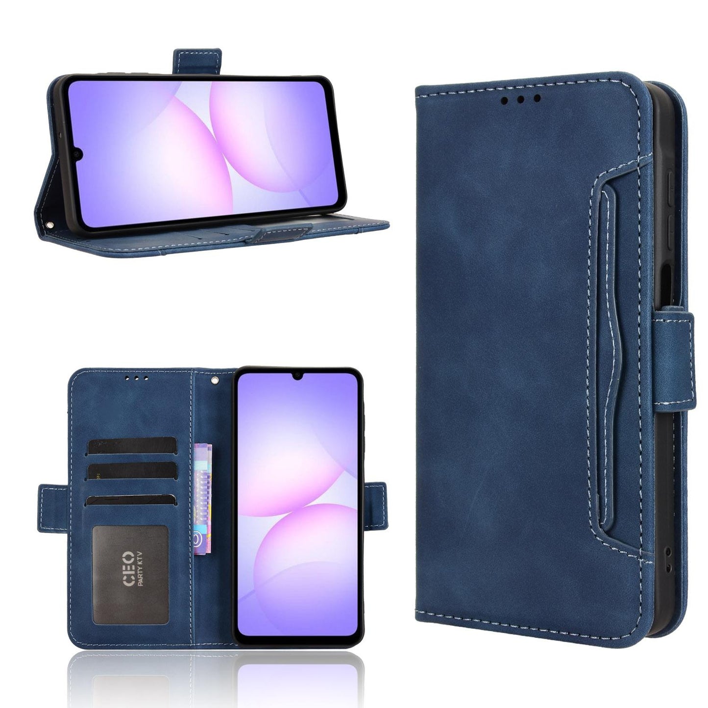 Samsung Galaxy A07 4G Skin Feel PU Leather Wallet Phone Case with Card Slots, Cash Pocket, Magnetic Closure, Built-In Stand, Full Protection TPU Cover