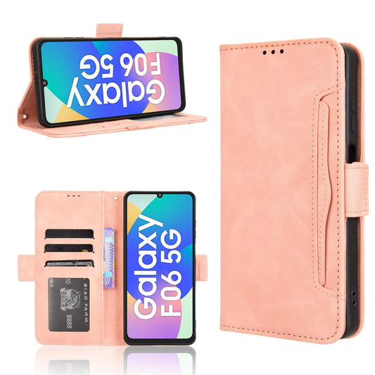 Samsung Galaxy M06 5G Skin Feel PU Leather Wallet Phone Case with Card Slots, Cash Pocket, Magnetic Closure, Built-In Stand, Full Protection TPU Cover