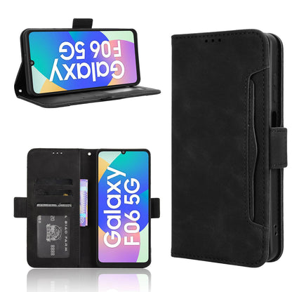 Samsung Galaxy F06 5G Skin Feel PU Leather Wallet Phone Case with Card Slots, Cash Pocket, Magnetic Closure, Built-In Stand, Full Protection TPU Cover