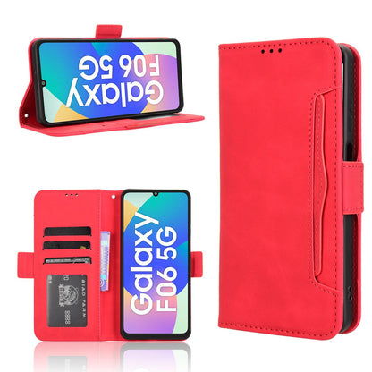 Samsung Galaxy F06 5G Skin Feel PU Leather Wallet Phone Case with Card Slots, Cash Pocket, Magnetic Closure, Built-In Stand, Full Protection TPU Cover