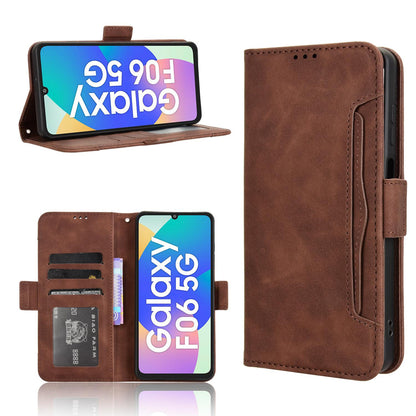 Samsung Galaxy M06 5G Skin Feel PU Leather Wallet Phone Case with Card Slots, Cash Pocket, Magnetic Closure, Built-In Stand, Full Protection TPU Cover