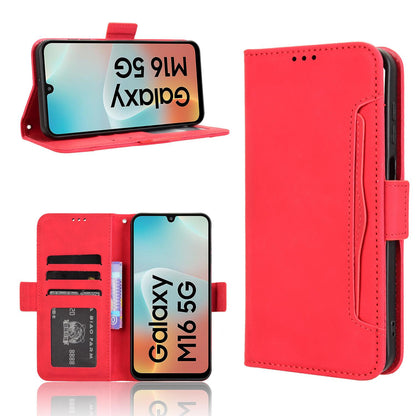 Samsung Galaxy F16 5G Skin Feel PU Leather Wallet Phone Case with Card Slots, Cash Pocket, Magnetic Closure, Built-In Stand, Full Protection TPU Cover