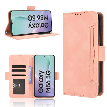 Samsung Galaxy M56 5G Skin Feel PU Leather Wallet Phone Case with Card Slots, Cash Pocket, Magnetic Closure, Built-In Stand, Full Protection TPU Cover