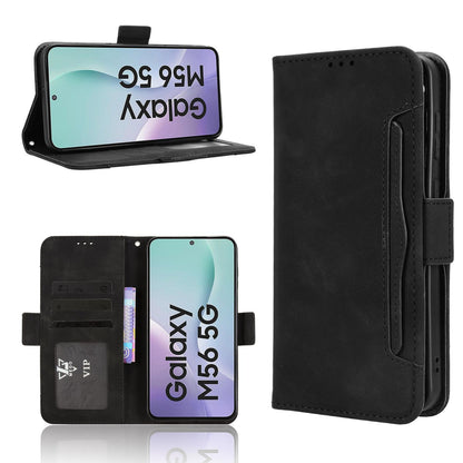 Samsung Galaxy M56 5G Skin Feel PU Leather Wallet Phone Case with Card Slots, Cash Pocket, Magnetic Closure, Built-In Stand, Full Protection TPU Cover