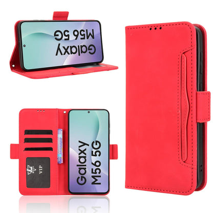 Samsung Galaxy M56 5G Skin Feel PU Leather Wallet Phone Case with Card Slots, Cash Pocket, Magnetic Closure, Built-In Stand, Full Protection TPU Cover