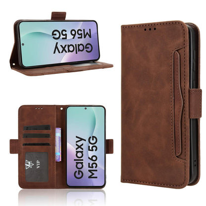 Samsung Galaxy M56 5G Skin Feel PU Leather Wallet Phone Case with Card Slots, Cash Pocket, Magnetic Closure, Built-In Stand, Full Protection TPU Cover