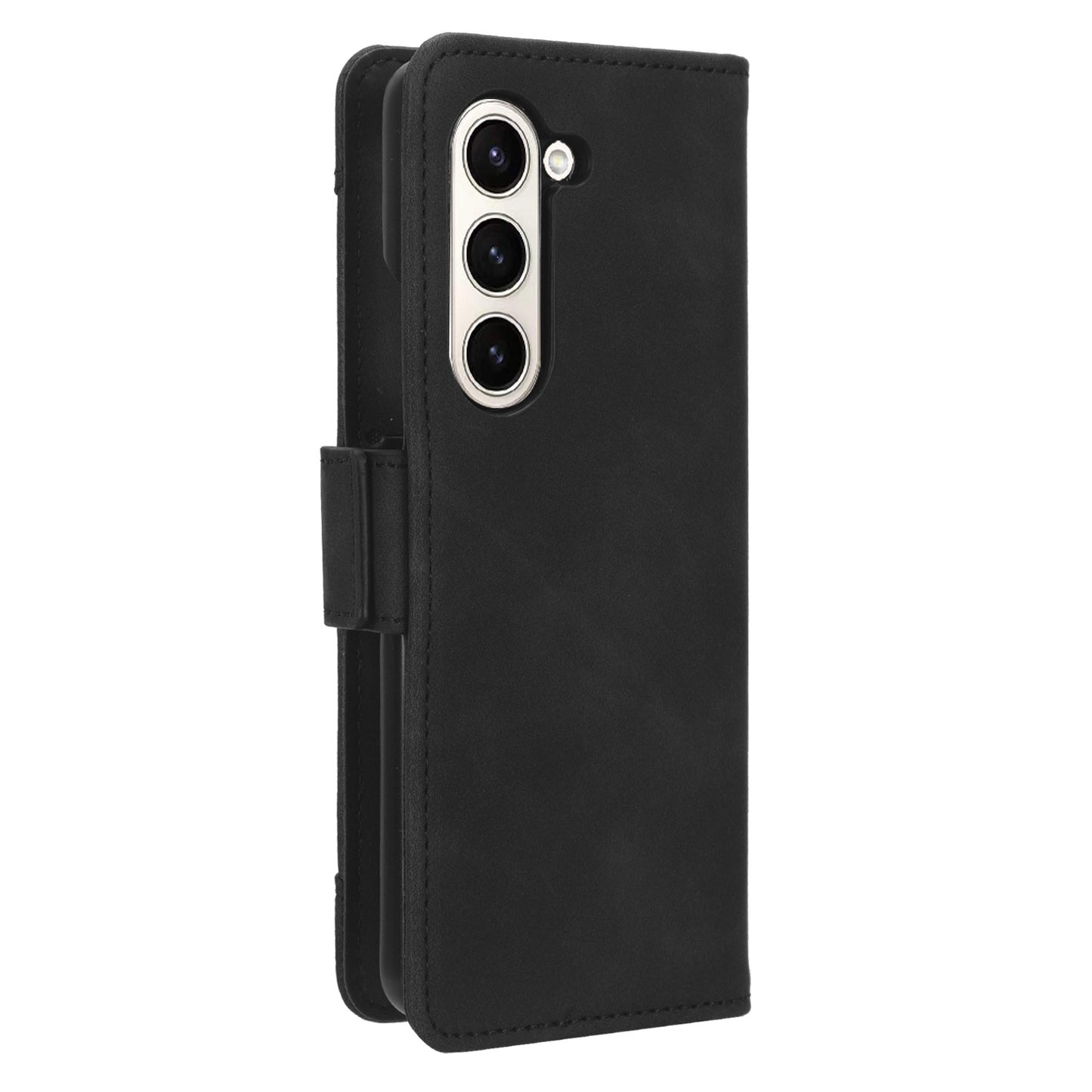 Samsung Galaxy Z Fold6 Skin Feel PU Leather Wallet Phone Case with Card Slots, Cash Pocket, Magnetic Closure, Built-In Stand, Full Protection TPU Cover