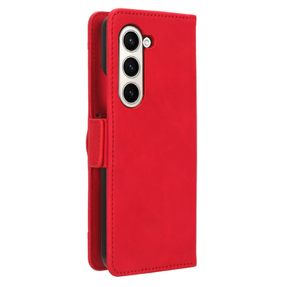 Samsung Galaxy Z Fold6 Skin Feel PU Leather Wallet Phone Case with Card Slots, Cash Pocket, Magnetic Closure, Built-In Stand, Full Protection TPU Cover