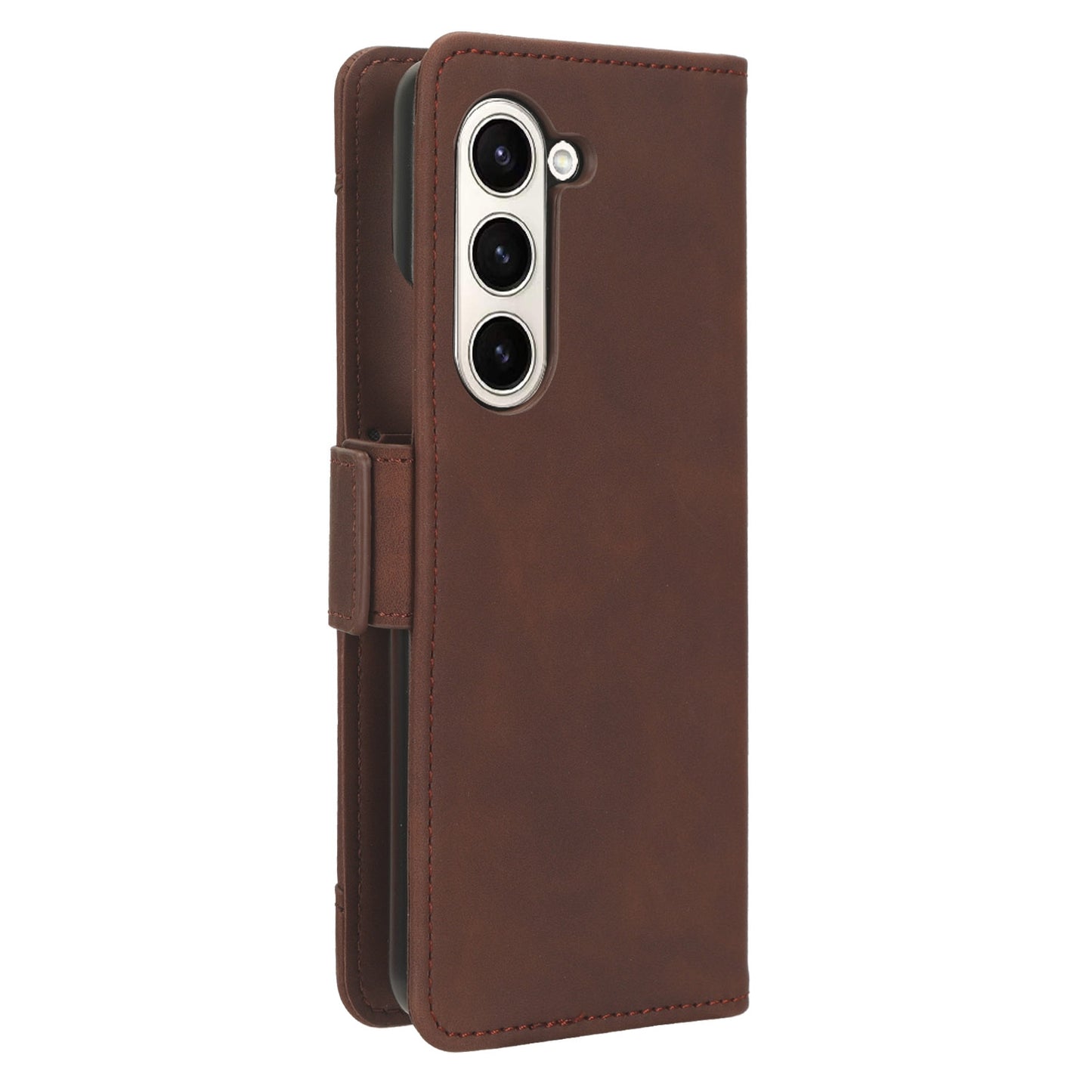 Samsung Galaxy Z Fold6 Skin Feel PU Leather Wallet Phone Case with Card Slots, Cash Pocket, Magnetic Closure, Built-In Stand, Full Protection TPU Cover
