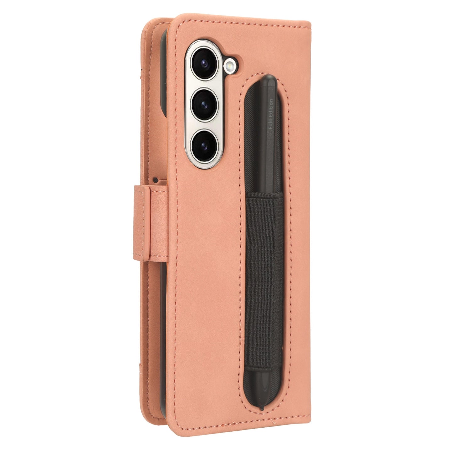 Samsung Galaxy Z Fold6 - Pen Slot Skin Feel PU Leather Wallet Phone Case with Card Slots, Cash Pocket, Magnetic Closure, Built-In Stand, Full Protection TPU Cover