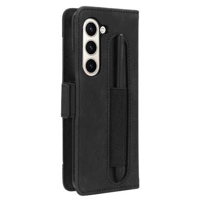 Samsung Galaxy Z Fold6 - Pen Slot Skin Feel PU Leather Wallet Phone Case with Card Slots, Cash Pocket, Magnetic Closure, Built-In Stand, Full Protection TPU Cover