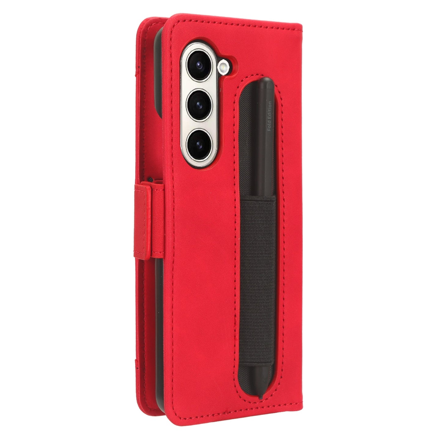 Samsung Galaxy Z Fold6 - Pen Slot Skin Feel PU Leather Wallet Phone Case with Card Slots, Cash Pocket, Magnetic Closure, Built-In Stand, Full Protection TPU Cover