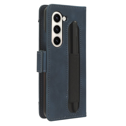 Samsung Galaxy Z Fold6 - Pen Slot Skin Feel PU Leather Wallet Phone Case with Card Slots, Cash Pocket, Magnetic Closure, Built-In Stand, Full Protection TPU Cover