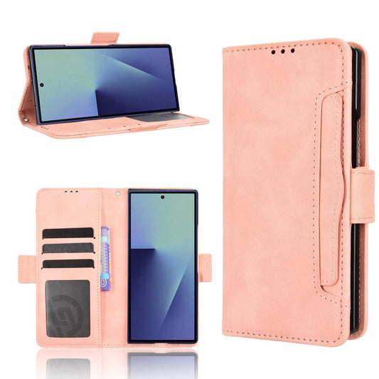 Samsung Galaxy Z Fold7 Skin Feel PU Leather Wallet Phone Case with Card Slots, Cash Pocket, Magnetic Closure, Built-In Stand, Full Protection TPU Cover