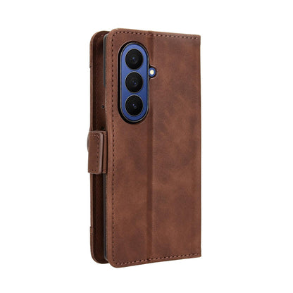 Samsung Galaxy Z Fold7 Skin Feel PU Leather Wallet Phone Case with Card Slots, Cash Pocket, Magnetic Closure, Built-In Stand, Full Protection TPU Cover